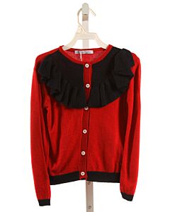 PATACHOU  RED    CARDIGAN WITH RUFFLE