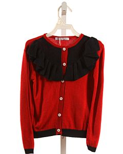 PATACHOU  RED    CARDIGAN WITH RUFFLE