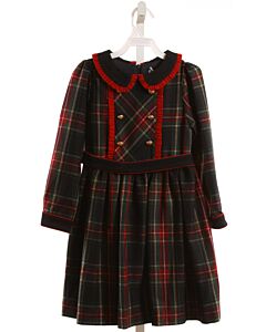 PATACHOU  FOREST GREEN  PLAID  DRESS WITH RUFFLE