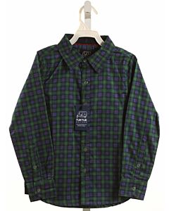 TUKTUK DESIGNS  FOREST GREEN  PLAID  DRESS SHIRT