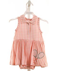 ANGEL DEAR  PINK  GINGHAM APPLIQUED KNIT DRESS