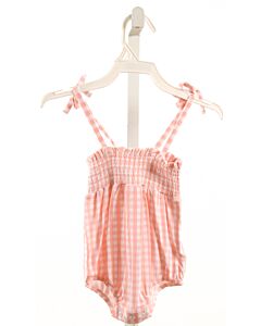ANGEL DEAR  PINK  GINGHAM SMOCKED KNIT BUBBLE