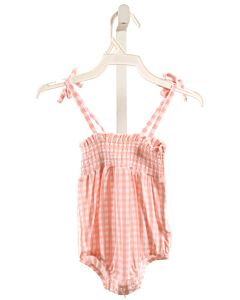 ANGEL DEAR  PINK  GINGHAM SMOCKED KNIT BUBBLE
