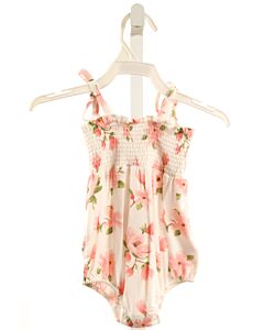 ANGEL DEAR  WHITE  FLORAL SMOCKED KNIT BUBBLE