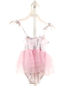 ANGEL DEAR  WHITE   SMOCKED KNIT BUBBLE WITH TULLE