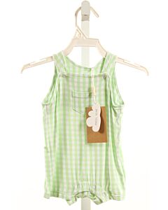 ANGEL DEAR  LT GREEN  GINGHAM  KNIT ROMPER
