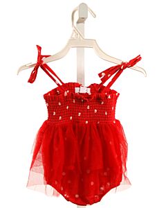 ANGEL DEAR  RED  POLKA DOT SMOCKED BUBBLE WITH TULLE