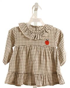 BEAN'S BARCELONA  BLACK  WINDOWPANE EMBROIDERED DRESS WITH RUFFLE