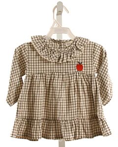 BEAN'S BARCELONA  BLACK  WINDOWPANE EMBROIDERED DRESS WITH RUFFLE