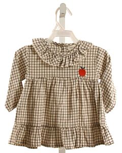 BEAN'S BARCELONA  BLACK  WINDOWPANE EMBROIDERED DRESS WITH RUFFLE