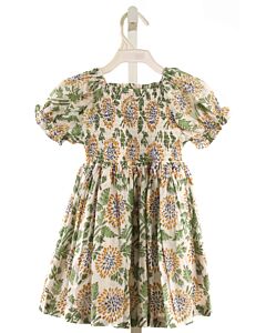 LITTLE PAISLEY PEOPLE  GREEN  FLORAL SMOCKED DRESS
