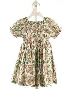 LITTLE PAISLEY PEOPLE  GREEN  FLORAL SMOCKED DRESS