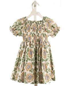 LITTLE PAISLEY PEOPLE  GREEN  FLORAL SMOCKED DRESS