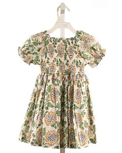 LITTLE PAISLEY PEOPLE  GREEN  FLORAL SMOCKED DRESS