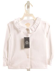 BROWN BOWEN & COMPANY  WHITE    KNIT LS SHIRT WITH RUFFLE
