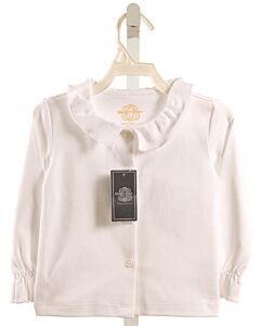 BROWN BOWEN & COMPANY  WHITE    KNIT LS SHIRT WITH RUFFLE