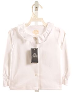 BROWN BOWEN & COMPANY  WHITE    KNIT LS SHIRT WITH RUFFLE