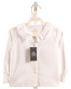 BROWN BOWEN & COMPANY  WHITE    KNIT LS SHIRT WITH RUFFLE