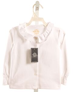 BROWN BOWEN & COMPANY  WHITE    KNIT LS SHIRT WITH RUFFLE