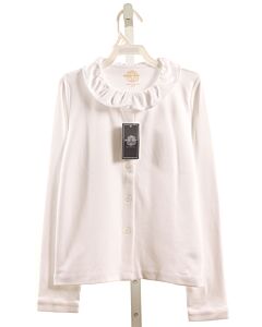 BROWN BOWEN & COMPANY  WHITE    KNIT LS SHIRT WITH RUFFLE