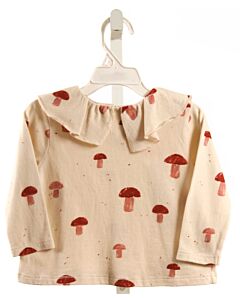 PLAY UP  IVORY  PRINT  KNIT LS SHIRT WITH RUFFLE