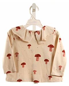 PLAY UP  IVORY  PRINT  KNIT LS SHIRT WITH RUFFLE