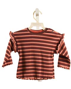 BABYFACE  PINK  STRIPED  KNIT LS SHIRT WITH RUFFLE