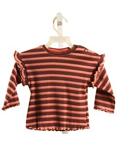 BABYFACE  PINK  STRIPED  KNIT LS SHIRT WITH RUFFLE