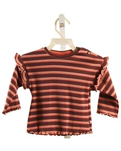 BABYFACE  PINK  STRIPED  KNIT LS SHIRT WITH RUFFLE