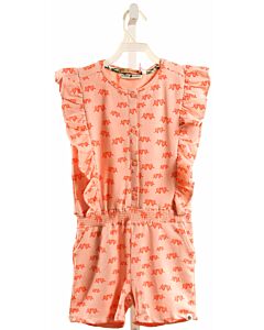 STAINS & STORIES  PINK   PRINTED DESIGN KNIT ROMPER WITH RUFFLE