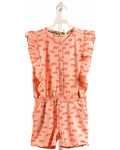 STAINS & STORIES  PINK   PRINTED DESIGN KNIT ROMPER WITH RUFFLE