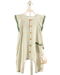 SNUG  GREEN  STRIPED  KNIT ROMPER
