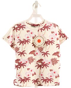 STAINS & STORIES  PURPLE  FLORAL PRINTED DESIGN KNIT SS SHIRT