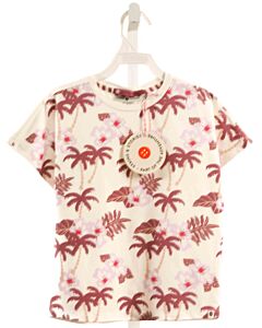 STAINS & STORIES  PURPLE  FLORAL PRINTED DESIGN KNIT SS SHIRT