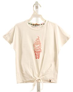 STAINS & STORIES  WHITE   PRINTED DESIGN KNIT SS SHIRT