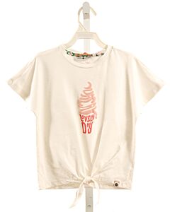 STAINS & STORIES  WHITE   PRINTED DESIGN KNIT SS SHIRT