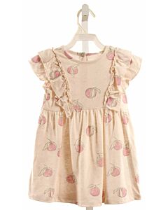 PLAY UP  CREAM   PRINTED DESIGN KNIT DRESS WITH RUFFLE