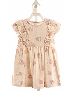 PLAY UP  CREAM   PRINTED DESIGN KNIT DRESS WITH RUFFLE