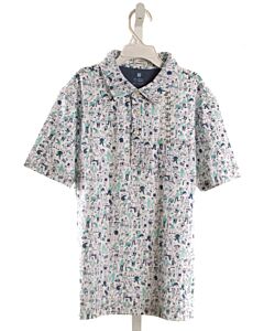 JOHNNIE-O  BLUE   PRINTED DESIGN KNIT SS SHIRT