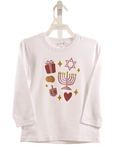 SWEET WINK  WHITE   PRINTED DESIGN KNIT LS SHIRT