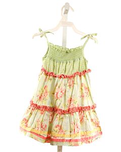 MATILDA JANE  LT GREEN  FLORAL SMOCKED DRESS