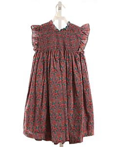 PINK CHICKEN  PURPLE  FLORAL SMOCKED DRESS
