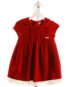 MAYORAL  RED CORDUROY   DRESS WITH LACE TRIM