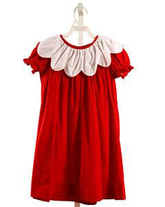 TRUE  RED CORDUROY   DRESS WITH PICOT STITCHING