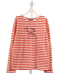 BONPOINT  RED  STRIPED EMBROIDERED KNIT LS SHIRT