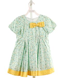 FOX & HERON  AQUA  FLORAL  DRESS WITH BOW