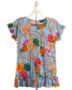 VERSACE  BLUE  FLORAL  DRESS WITH RUFFLE