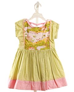 THICKET THREADS  GREEN  GINGHAM PRINTED DESIGN DRESS