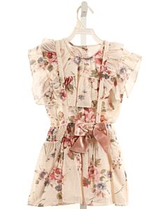 NANOS  IVORY  FLORAL  2-PIECE DRESSY OUTFIT WITH BOW