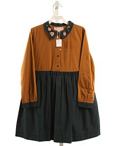 BONPOINT  GREEN  FLORAL EMBROIDERED DRESS